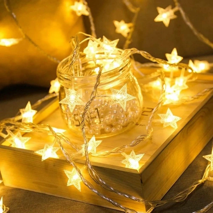 Durukar® 20 Adet Mini Yıldız Led 5 Metre Günışığı Rengi Dekoratif Led