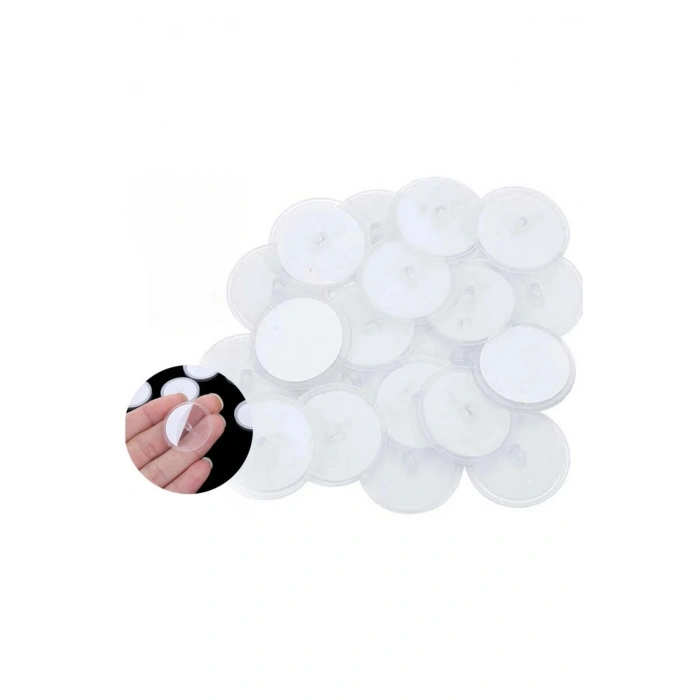 Durukar® 20 Adet Şeffaf Yuvarlak 3 Cm Çaplı Güçlü Disk Yapışkanlar