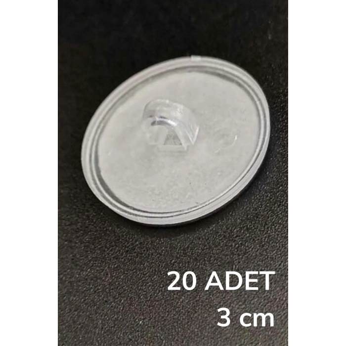 Durukar® 20 Adet Şeffaf Yuvarlak 3 Cm Çaplı Güçlü Disk Yapışkanlar