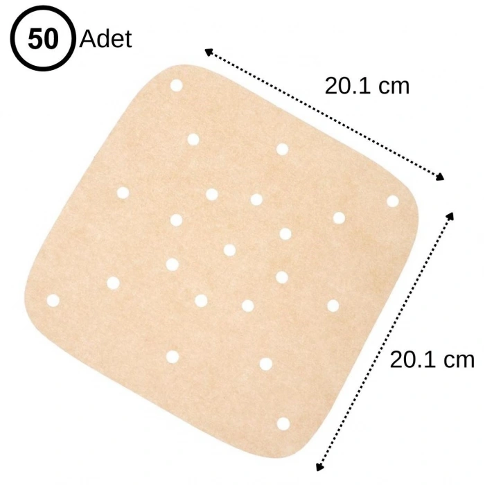 Durukar® 250 Pieces Air Fryer Cooking Paper Disposable Air Fryer Oil-Proof Non-Stick Food Cooking Paper Perforated Square Model
