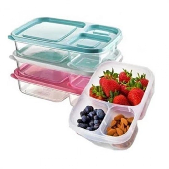 Durukar® 3 Compartment Food Carrier Practical Easy Food Diet Storage Container