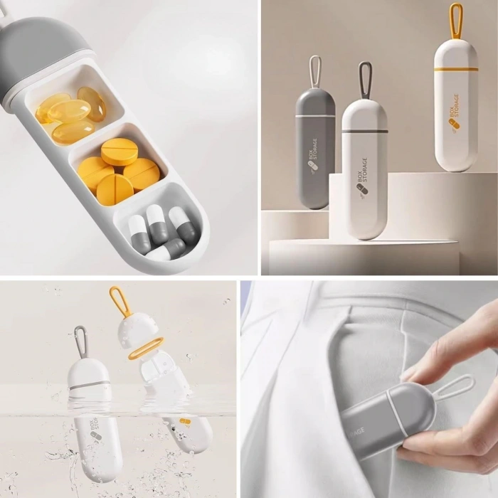 Durukar® 3 Bölmeli Taşınabilir Seyahat Tipi Hap Saklama Kutusu İlaç Saklama Kutusu