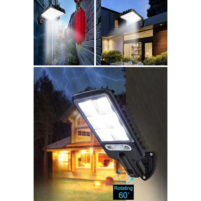 Durukar® 3 Farklı Işık Modlu Güneş Enerjisiyle Şarj Olan Dış Mekan Uyumlu Kumandalı Solar Duvar LEDİ