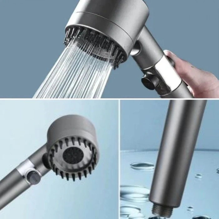 Durukar® 3 Kademeli Turbo Basınçlı Masaj Başlıklı Silikon Fırçalı Duş Başlığı – Yüksek Basınçlı Su Tasarruflu Duş Başlığı