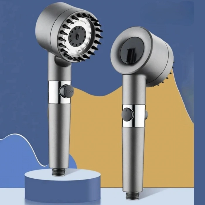 Durukar® 3 Kademeli Turbo Basınçlı Masaj Başlıklı Silikon Fırçalı Duş Başlığı – Yüksek Basınçlı Su Tasarruflu Duş Başlığı