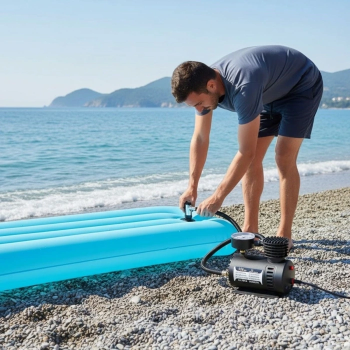 Durukar® 300 PSI Güçlü Taşınabilir Hava Kompresörü–Araba, Motosiklet, Bisiklet ve Top Şişirme İçin Elektrikli Fişli Çakmaklıklı Lastik Şişirme Pompası