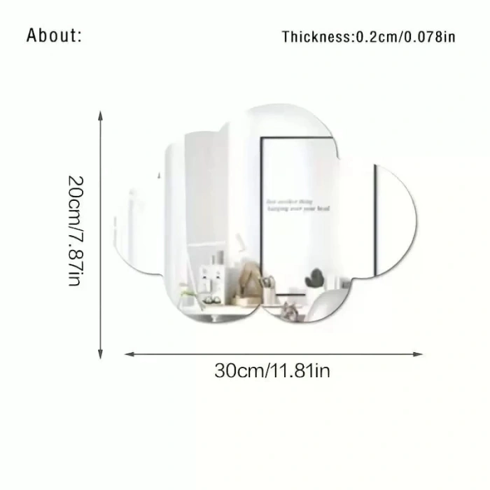Durukar® 30x20 cm Bulut Formlu Kırılmaz Pleksi Duvar Aynası - Çocuk Odası Güvenli Ayna
