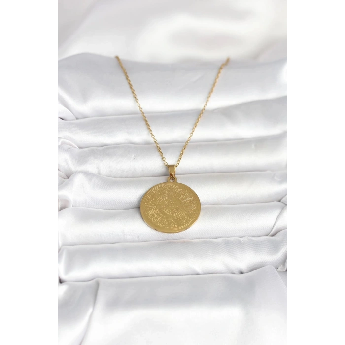 Durukar® 316L Çelik Gold Renk Ayetel Kürsi Yazılı Kolye