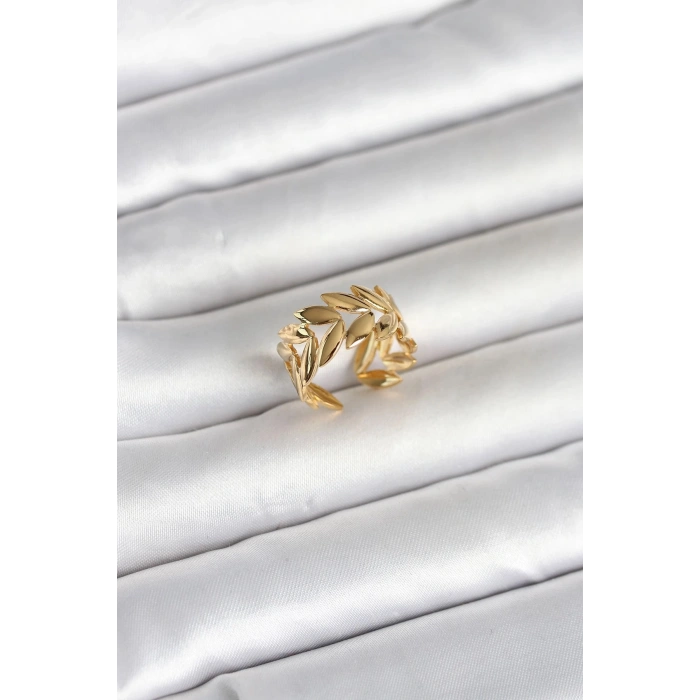Durukar® 316L Çelik Gold Renk Başak Figür Kadın Yüzük