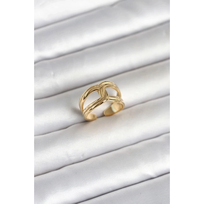 Durukar® 316L Çelik Gold Renk Düğüm Model Kadın Yüzük