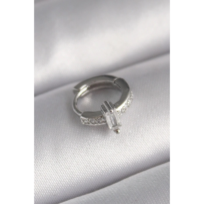 Durukar® 316L Çelik Gümüş Renk Zirkon Taşlı Tragus Piercing