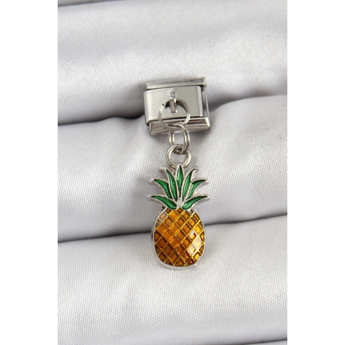 Durukar® 316L Çelik Sallantılı Ananas Model Gümüş Renk Nomination Charm