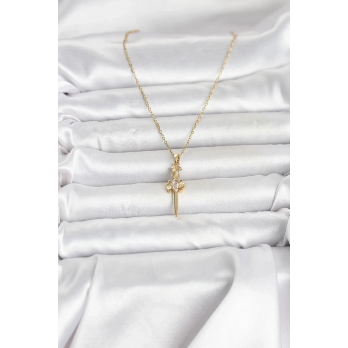 Durukar® 316L Çelik Zincir Gold Renk Kılıç Model Kadın Kolye