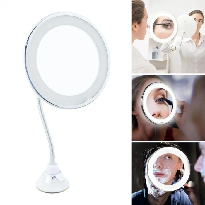 Durukar® 360° Swivel Flexible Makeup Mirror – 10X Magnifying, Powerful Suction Cup Detail Viewing Multi-Angle Makeup & Skincare Mirror