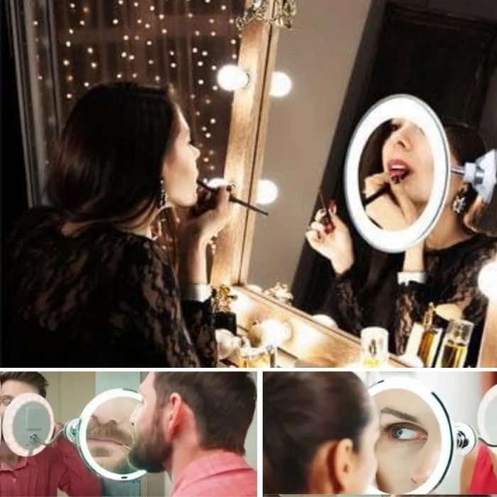 Durukar® 360° Swivel Flexible Makeup Mirror – 10X Magnifying, Powerful Suction Cup Detail Viewing Multi-Angle Makeup & Skincare Mirror