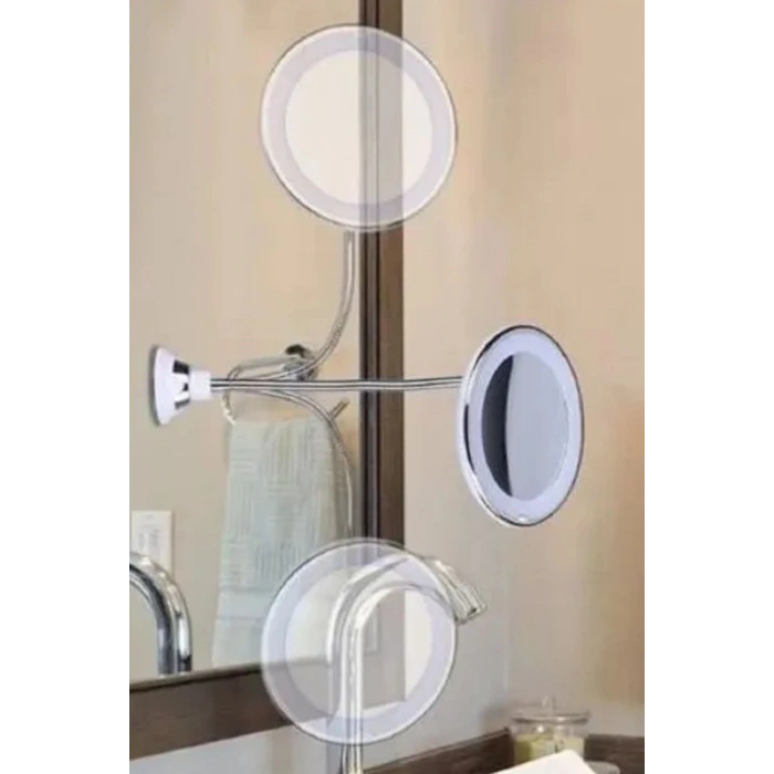 Durukar® 360° Döner Esnek Makyaj Aynası – 10X Büyüteçli, Güçlü Vantuzlu Detay Görüntüleme Çok Açılı Makyaj & Cilt Bakım Aynası