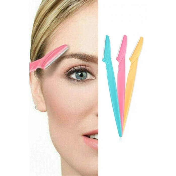 Durukar® 3’lü Kadın Kaş Usturası Seti – Hassas Ciltler İçin Güvenli Yüz Tüy Temizleme Bıçağı