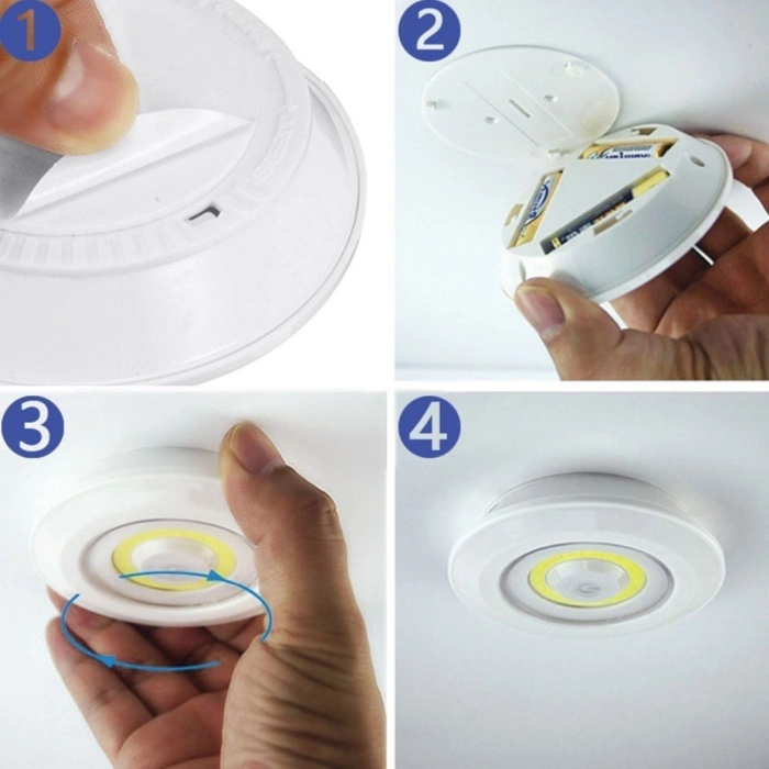 Durukar® 3lü Uzaktan Kumandalı Pilli Yapışkanlı Kablosuz Led Spot Lambalar