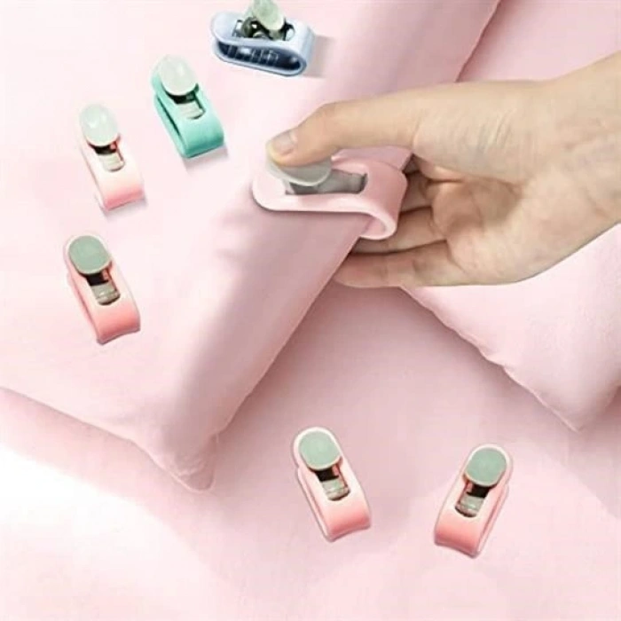 Durukar® 4 Adet İğnesiz Yorgan Çarşaf Ve Perde Tutucu Sabitleyici Kaydırmaz Örtü Düzenleyici Klips