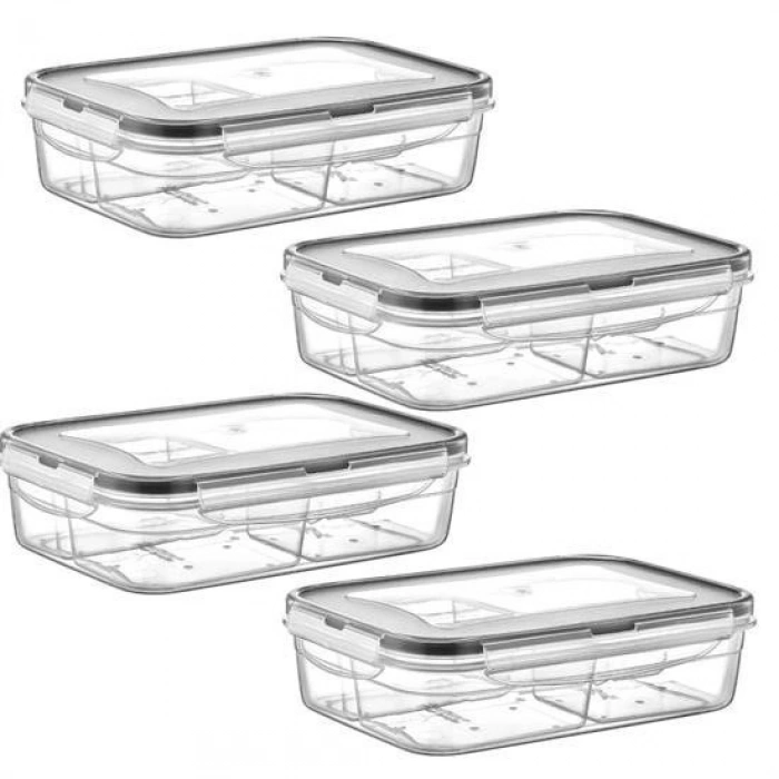 Durukar® 4-Compartment Leak-Proof Gasketed Locking Lid 1 Liter Food Storage Container -LC520