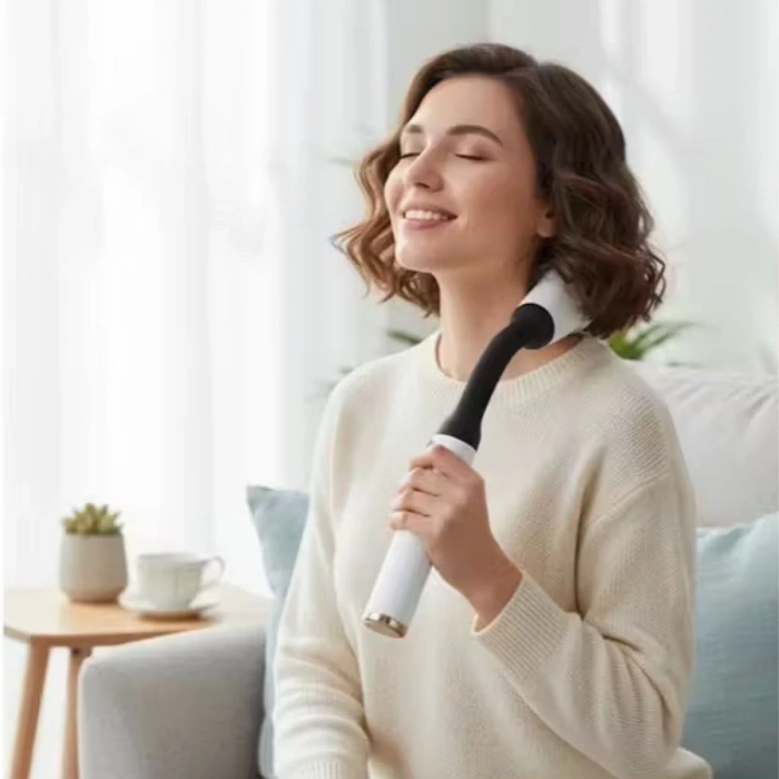 Durukar® 4 Farklı Başlıklı Uzun Saplı Derin Doku Masaj Tabancası, Boyun, Omuz ve Sırt için Ergonomik Saplı Çoklu Masaj Modlu Taşınabilir Masaj Aleti