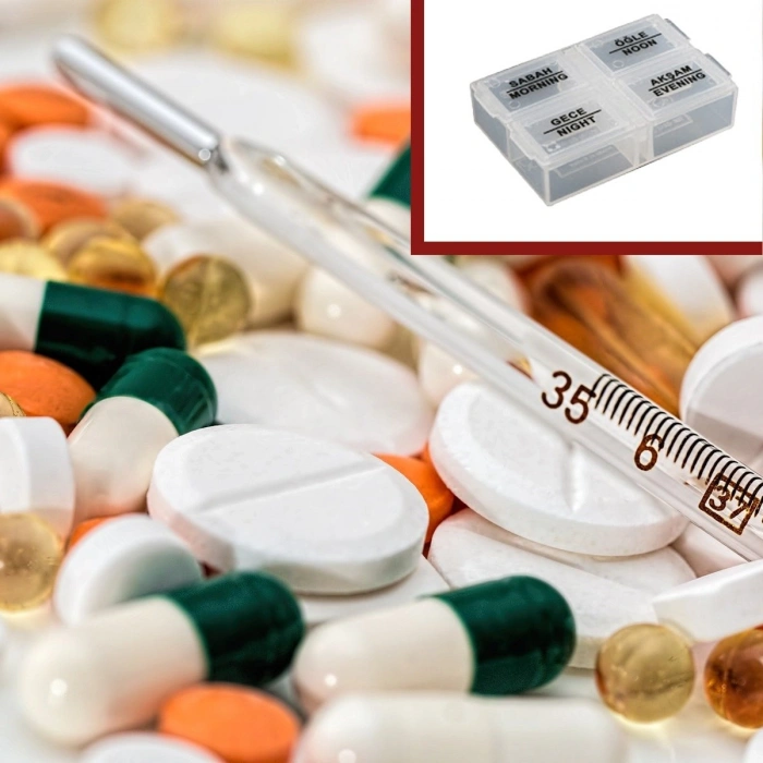 Durukar® 4 Öğün Günlük Hap İlaç Saklama Taşıma Kutusu İlaç Hatırlatıcı