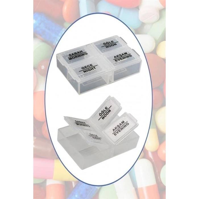 Durukar® 4 Öğün Günlük Hap İlaç Saklama Taşıma Kutusu İlaç Hatırlatıcı