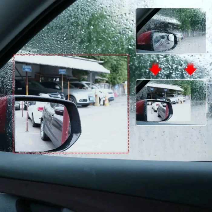 Durukar® 4 Parça Yan Aynalar ve Yan Camlar İçin Araç Ayna Yağmur Kaydırıcı ve Cam Buğu Önleyici Film Seti