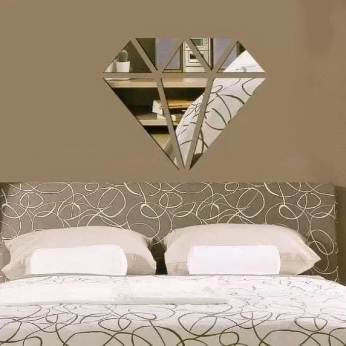 Durukar® 40x40 cm Elmas Formlu Kırılmaz Pleksi Ayna - Geometrik Duvar Dekoru