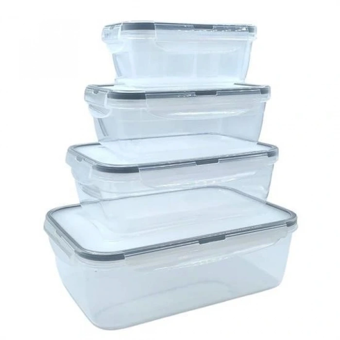 Durukar® 4lü İç İçe Sızdırmaz Contalı Kilitli Kapaklı Plastik Erzak Saklama Kapları LC315