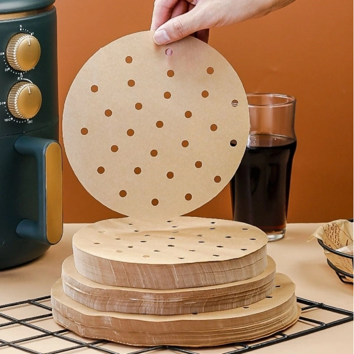 Durukar® 50 Adet Air Fryer Pişirme Kağıdı Tek Kullanımlık Gıda Pişirme Kağıdı Delikli Yuvarlak Model