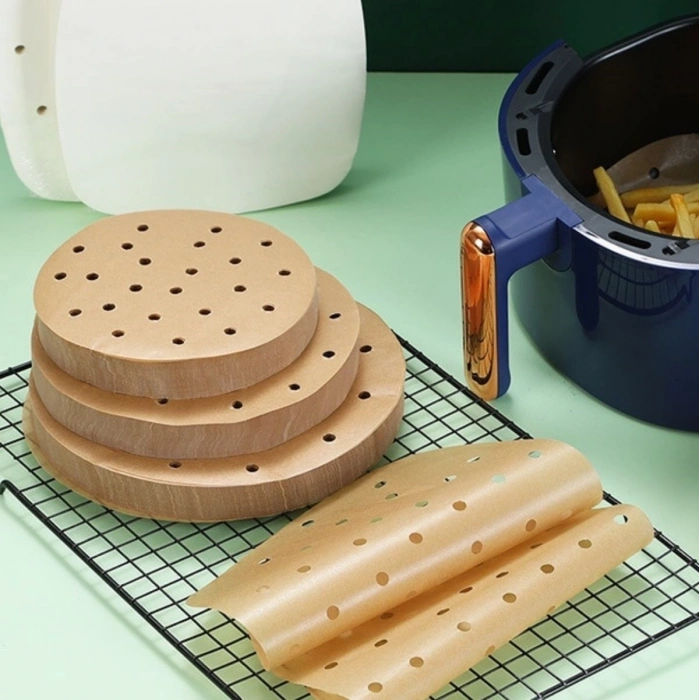 Durukar® 50 Adet Air Fryer Pişirme Kağıdı Tek Kullanımlık Gıda Pişirme Kağıdı Delikli Yuvarlak Model
