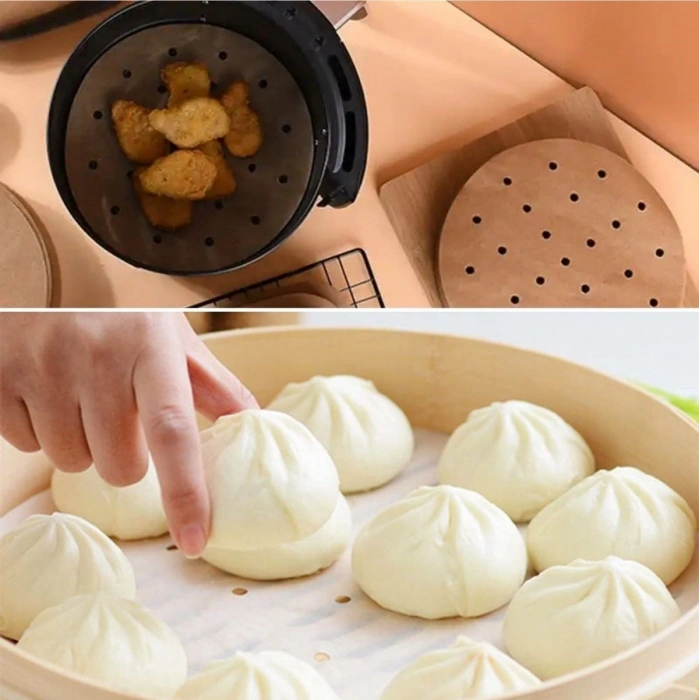 Durukar® 50 Adet Air Fryer Pişirme Kağıdı Tek Kullanımlık Gıda Pişirme Kağıdı Delikli Yuvarlak Model