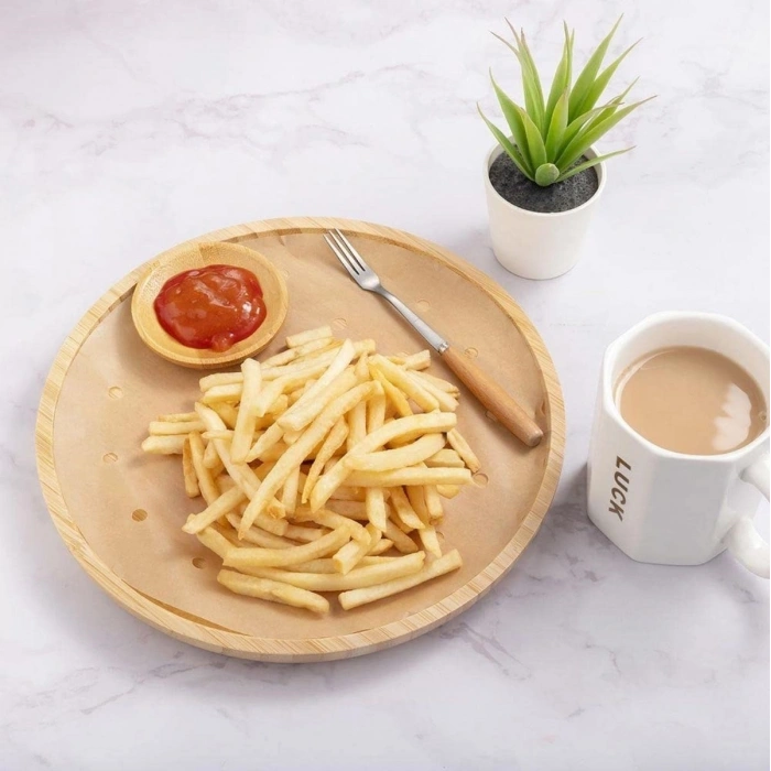 Durukar® 50 Adet Air Fryer Pişirme Kağıdı Tek Kullanımlık Gıda Pişirme Kağıdı Delikli Yuvarlak Model