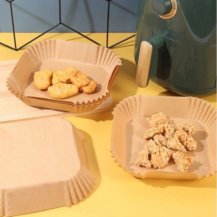 Durukar® 50 Adet Air Fryer Pişirme Kağıdı Tek Kullanımlık Yağ Geçirmez Yapışmaz Kare Tabak Model PVC