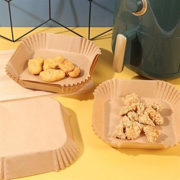 Durukar® 50 Pieces Air Fryer Baking Paper Disposable Oil-Proof Non-Stick Square Plate Model PVC