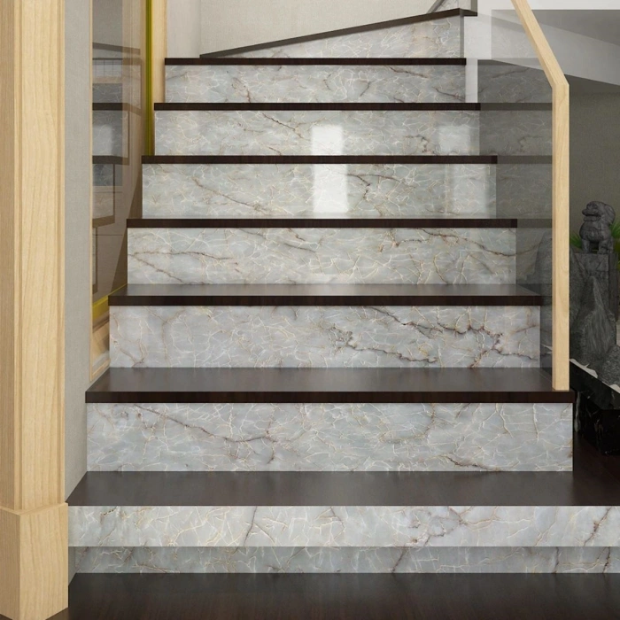 Durukar® 5mt x 60 cm Mermer Desenli Masa Tezgah Mutfak Su Geçirmez Yapışkanlı Folyo Sticker