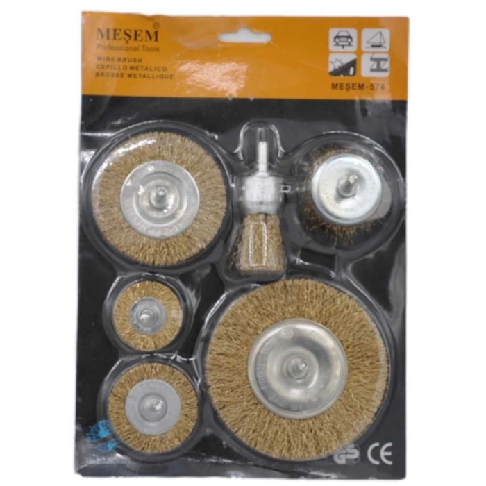 Durukar® 6lı Pimli Tel Fırça Seti Pas Yağ Kir Boya Yapışkan Çözücü