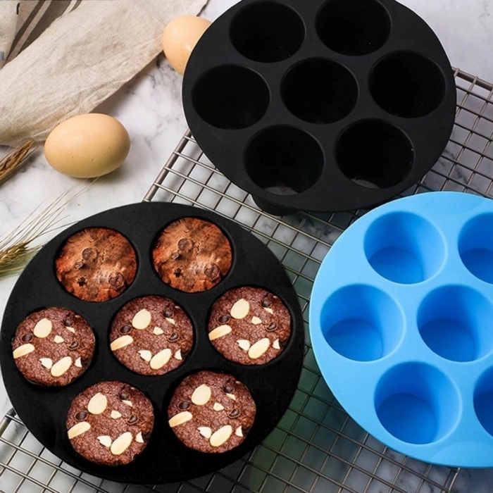 Durukar® 7 Gözlü Silikon Çok Amaçlı Airfryer Muffin Cupcake Kek ve Çörek Pişirme Kalıbı