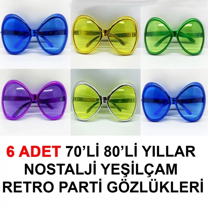 Durukar® 70li 80li Yıllar Nostalji Yeşilçam Retro Parti Gözlükleri 6 Adet