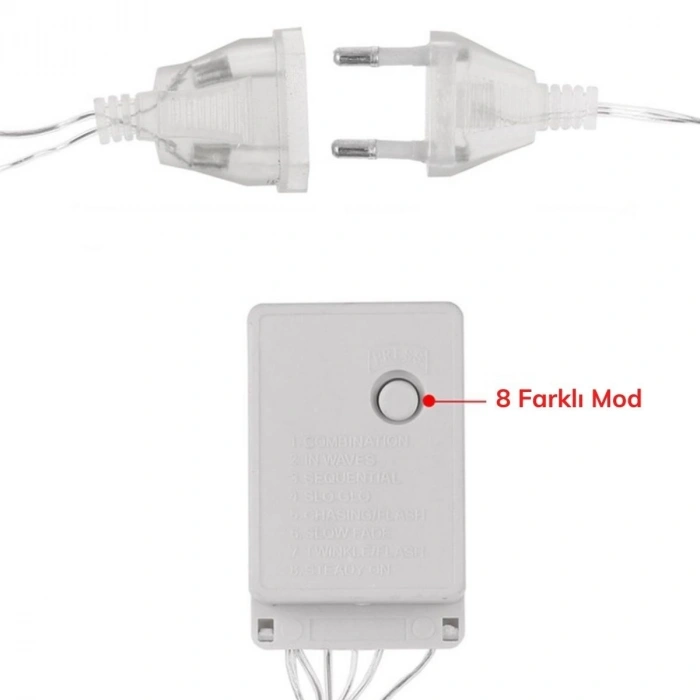 Durukar® 8 Fonksiyonlu 16 Saçaklı Perde Led 3 x 1 (Günışığı)