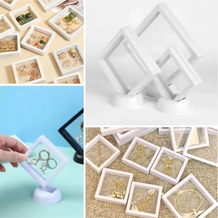 Durukar® 9x9 cm Standlı 3D Takı Ziynet Hatıra Koleksiyon Saklama Kutusu Şeffaf Film Çerçevesi