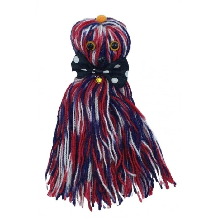 Durukar® Ahtapot Şekilli Zilli Ve İpli Rengarenk Püsküllü Sevimli KediOyuncağı