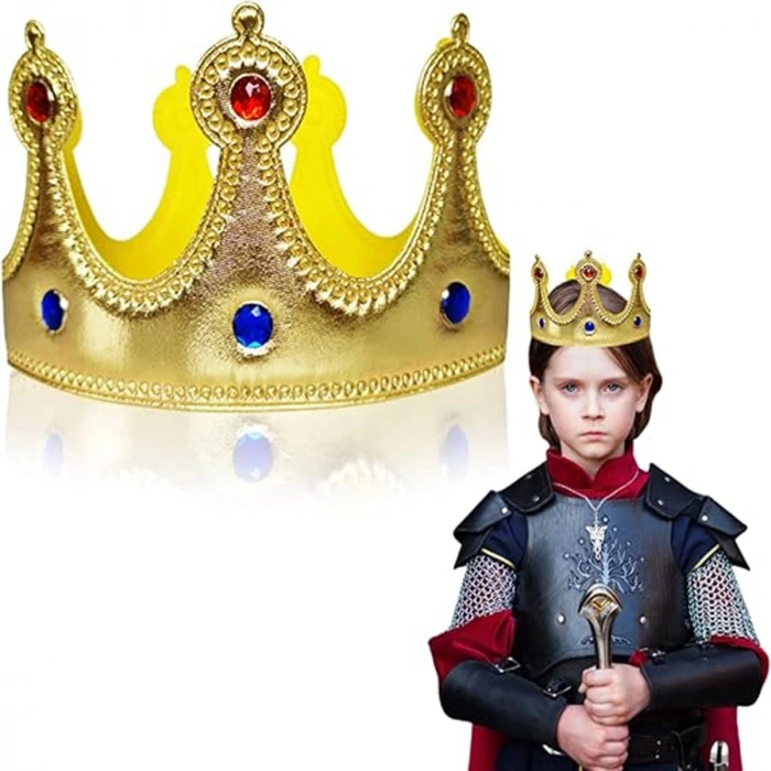 Durukar® Altın Renk Eva Malzemeden İmal Çocuk Kral Tacı 57 cm