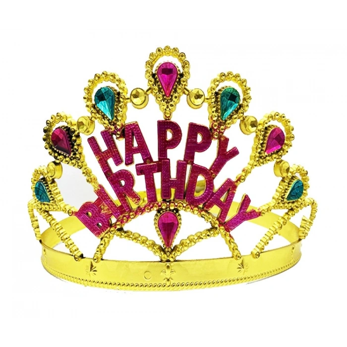 Durukar® Altın Renk Happy Birthday Yazılı Doğum Günü Tacı 60 cm
