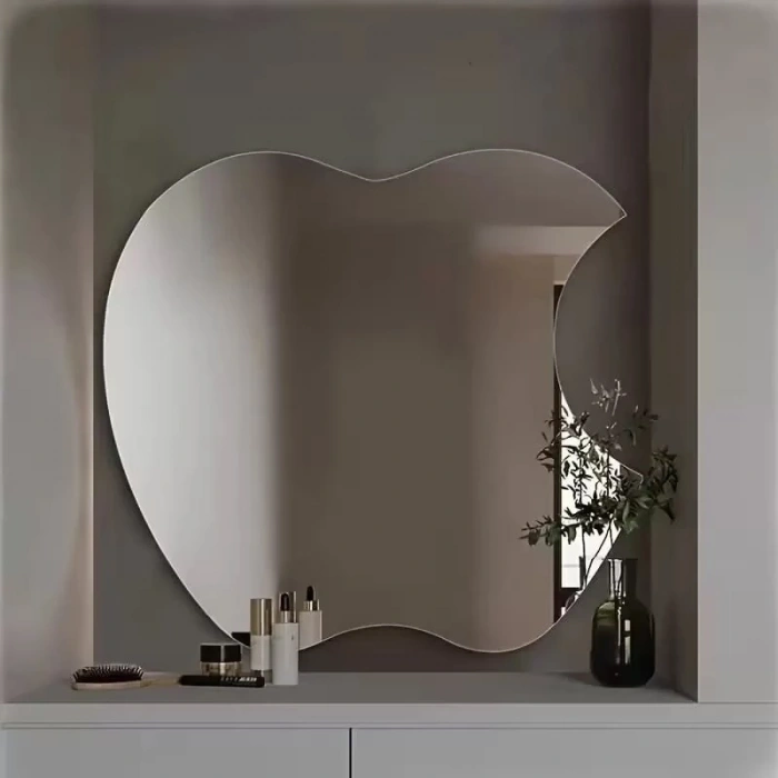 Durukar® Apple Tasarım Kırılmayan Pleksi Duvar Aynası - 30x30 cm Modern Dekoratif Ayna