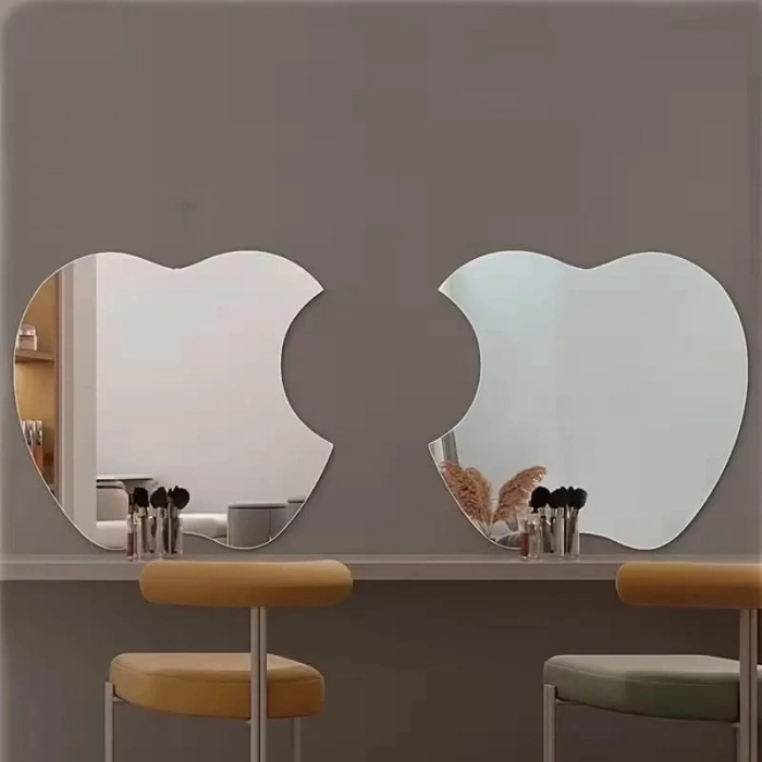 Durukar® Apple Tasarım Kırılmayan Pleksi Duvar Aynası - 30x30 cm Modern Dekoratif Ayna