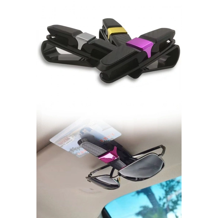 Durukar® Araç İçi Güneşliğe Takılan 2li Gözlük,Kart,Para Takmalık Aparat