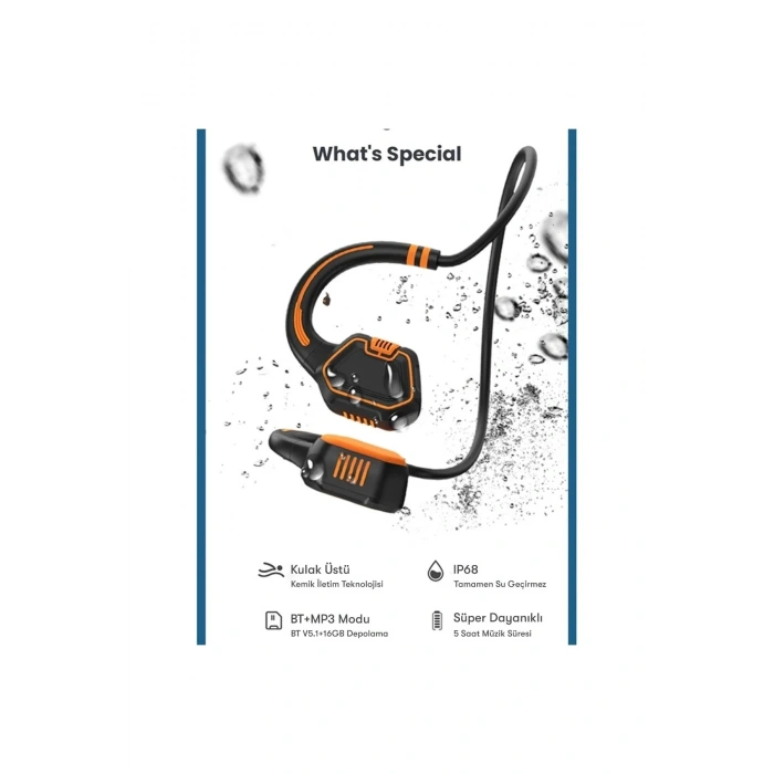 Durukar®  AS9 Suya Dayanıklı Bluetooth Kulaklık - Siyah