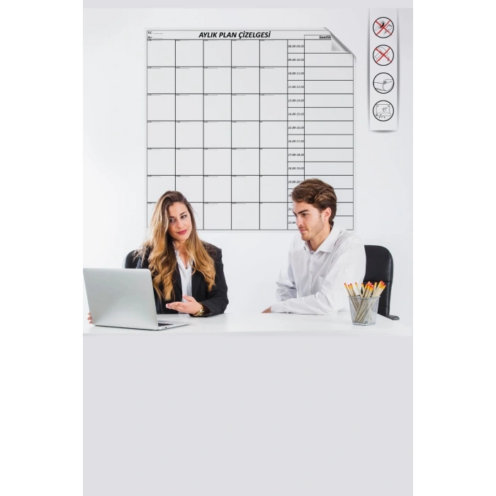 Durukar® Aylık Planlayıcı Manyetik Duvar Stickerı Takvim Plan Çizelgesi